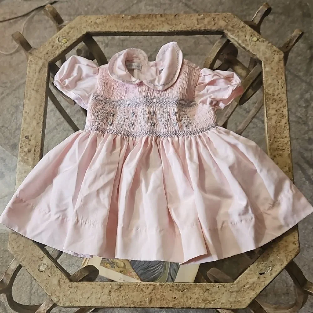 Carriage Boutique Pink Smocked & Embroidered Baby Dress | Size 3 Months